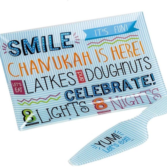 Rite Lite 8 nights, 8 lights Chanukah Glass Tray & server - Picture 4 of 5